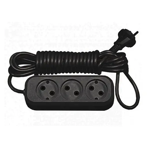 Удлинитель 5 метров 3 гнезда черный без заземления MODERN ТМ LUMANO - фото 1