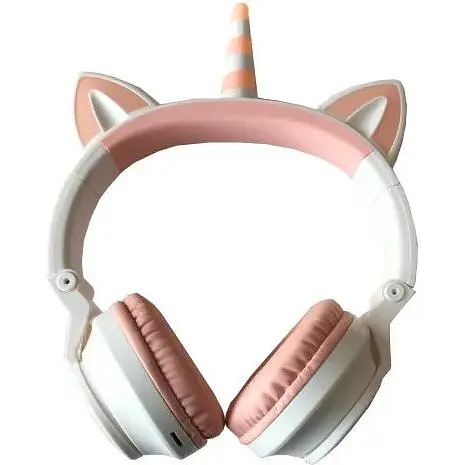 Навушники накладні Unicorn блютуз з LED-підсвіткою й вушками (STN27K) Білі - фото 1