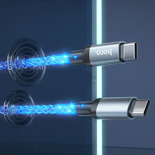 Дата кабель Hoco U112 Shine Type-C to Type-C 60W (1m) Gray - фото 7