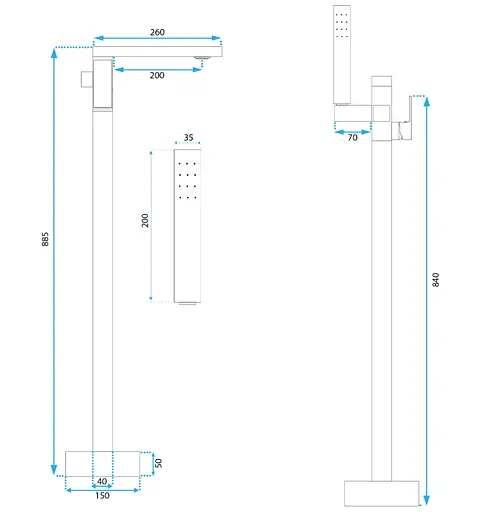 Смеситель для ванны Rea Tery хром напольный REA-B5305 Хром - фото 5