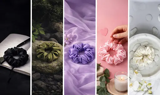 Набор из 5 штук шелковых резинок для волос Чумацкий Шлях - выбери настроение - Choose Your Mood Размер L (1240-02) - фото 2