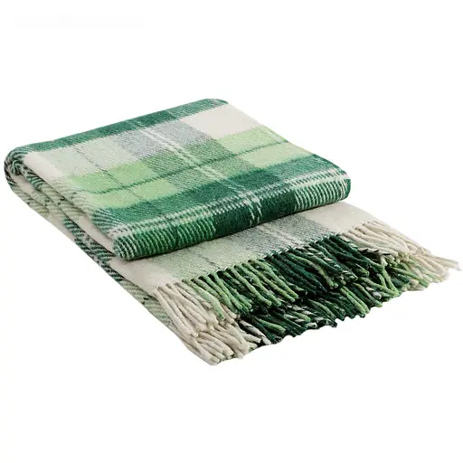 Плед вовняний Vladi Ельф 200х220 біло-салатово-зелений 2 (1119) - фото 1