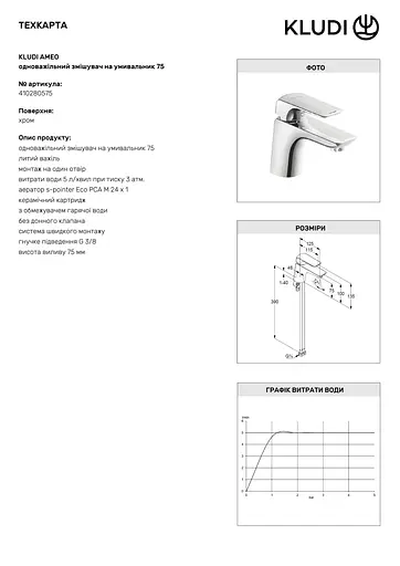 Смеситель для умывальника Kludi Ameo 410280575 - фото 3