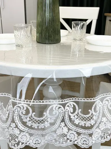 Силіконова скатертина з білим мереживом Арка 15 см 400х190 см - фото 4