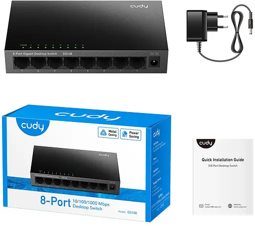 Коммутатор Cudy GS108 8 портовый Gigabit Metal Desktop Switch - фото 3