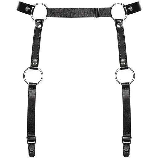 Гартеры Obsessive A741 garter belt black, искусственная кожа