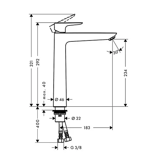 Смеситель для умывальника Hansgrohe Talis E 240 без донного клапана Polished Gold Optic 71717990 Золотой - фото 2