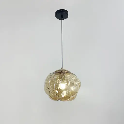 Подвес с фактурным стеклянным плафоном в янтарном цвете | Line F | Арт. 0619/1 AM - фото 3