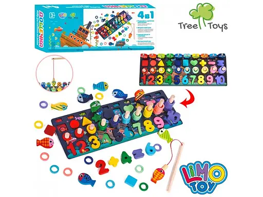 Деревянная развивающая интерактивная доска-сортер Limo Toy 4 в 1