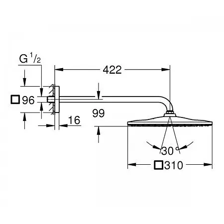 Верхний душ Grohe Rainshower Mono Cube 310 26563000, Хром - фото 2