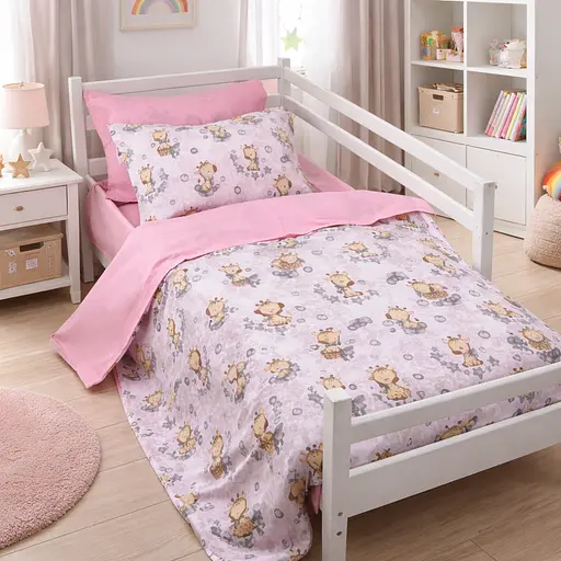 Комплект постільної білизни MirSon Ranforce Elite Tiny Giraffes gray 110x140 см (2200012572399) - фото 1