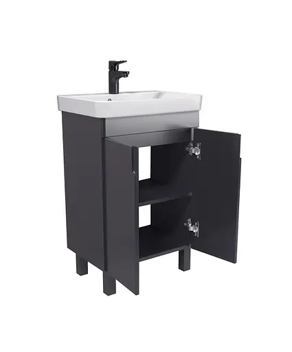 Тумба Мойдодир Simple Graphite 55-U з умивальником River 55 графітова універсальна Графіт - фото 4