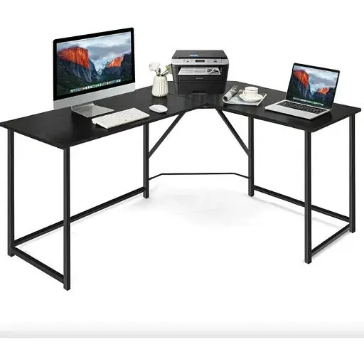 Комп'ютерний стіл Costway Rubin L-подібний в стилі Loft чорний - фото 7