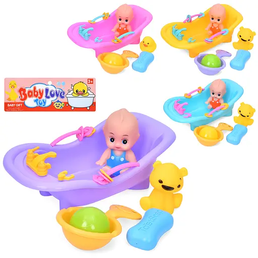 Пупс пищалка, 10 см, с аксессуарами, ванна 26 см (в ассортименте) - фото 2