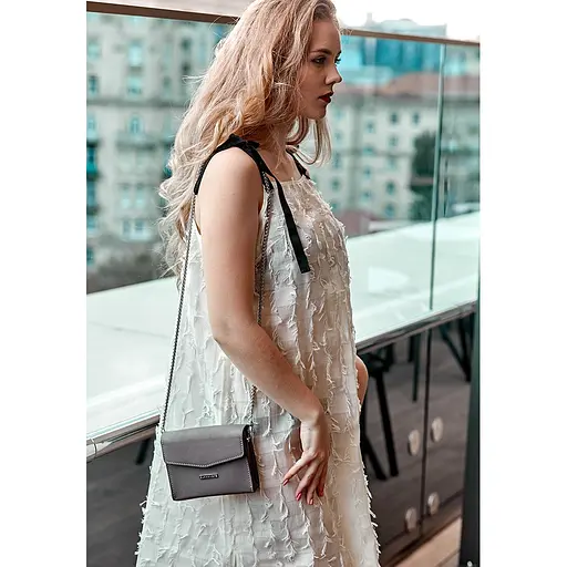 Жіноча шкіряна сумка поясна / кроссбоді Mini темно-бежева - фото 8