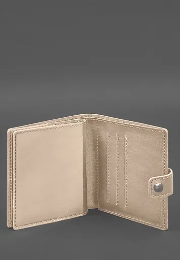 Кожаная обложка-портмоне для военного билета офицера запаса (широкий документ) Светло-бежевый - фото 6