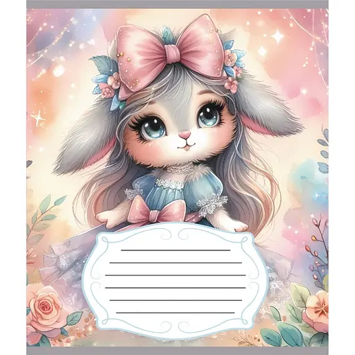 Тетрадь ученическая Зайка 012-590522C-1 в косую линию, 12 листов