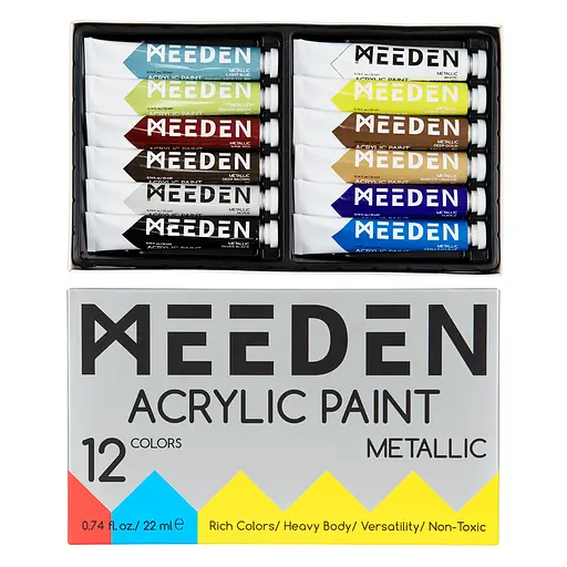 Набор акриловых красок MEEDEN Metallic 12x22 мл - фото 2