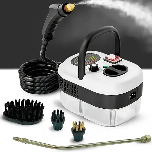 Багатофункціональний пароочисник Steam Cleaner 2500W бак 900 мл з набором насадок 10 в 1  Білий/Чорний - фото 2