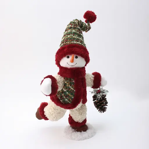 Новорічна фігурка декоративна Yiwu Сніговик з шишкою 35 × 26 × 62 см CR-4-14 - фото 2