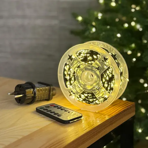 Світлодіодна гірлянда Роса 200 метрів тепле біле світло зелений провід 2000 LED 8 режимів з пультом