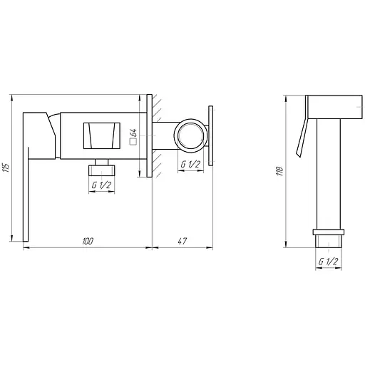 Набір гігієнічного душа прихованого монтажу Topaz Sardinia TS 087106-H20-BL, Чорний матовий - фото 4