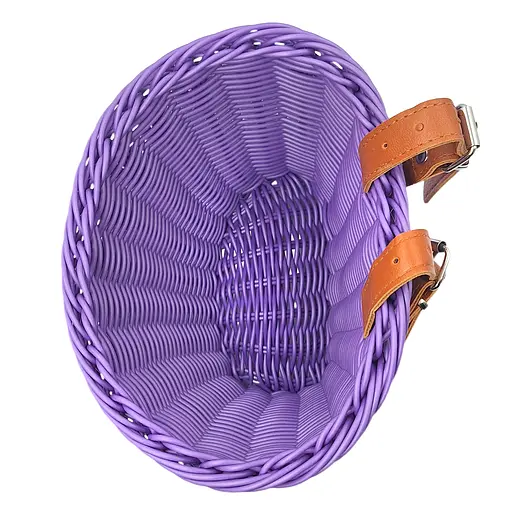 Корзина на детский велосипед / самокат 20х16х16 см плетеный ретро фиолетовый (G0001896) - фото 3