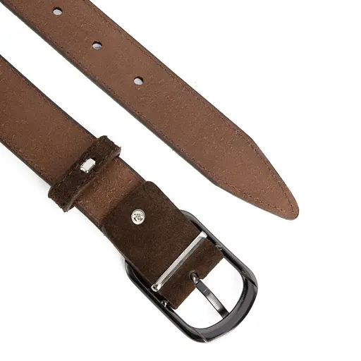 Ремінь жіночий замшевий SF-3529 коричневий під джинси (125 см) - фото 4