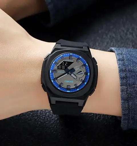 Годинник чоловічий наручний Skmei 2091 (Чорний/Синій/Чорний) - фото 6