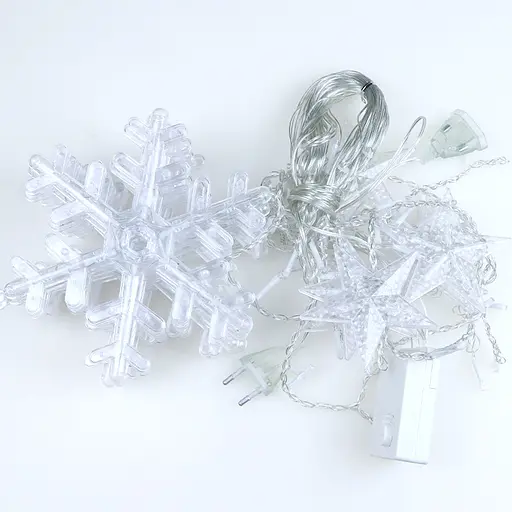 Гирлянда LED Star звезды и снежинки занавес 138 led 8 режимов - фото 2