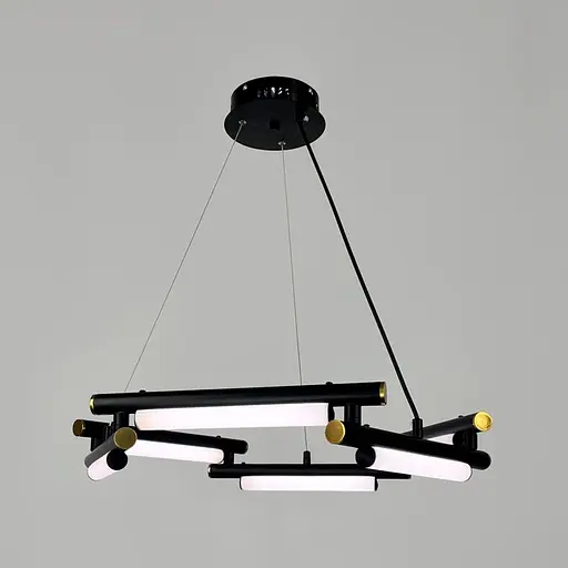 Унікальна підвісна люстра у чорному кільцевому корпусі Ø 65 см | Line F | Арт. MJ318-600 BK - фото 2