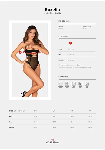 Боди Obsessive Roxelia XS/S черный - фото 6