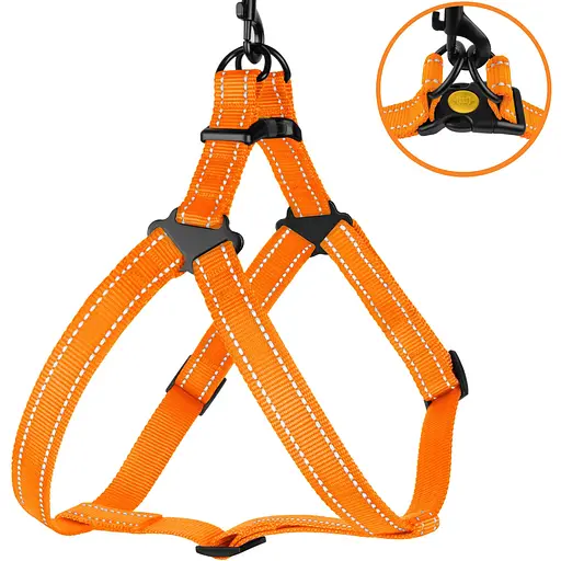 Шлея для собак Barksi Active світловідбивна (обхват грудей 58-71 см ширина 2.5 см) помаранчева - фото 2