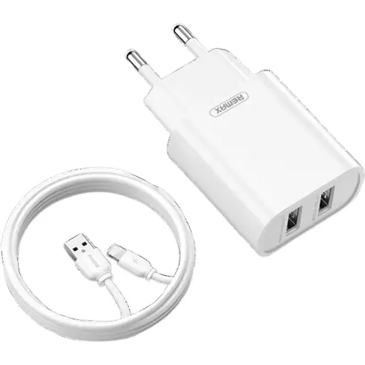 Мережевий зарядний пристрій Remax Jane + кабель USB 2.0 to Lightning 1 метр білий (RP-U35-L) - фото 1