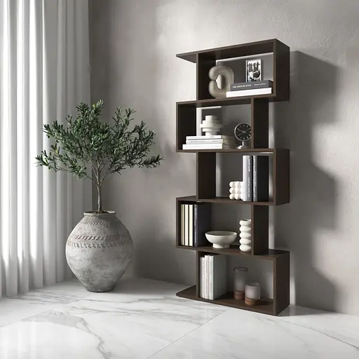 Полка для книг Vays M-12 Венге Темный стеллаж на 5 полок ЛДСП 70x24x163 см для дома гостиной офиса