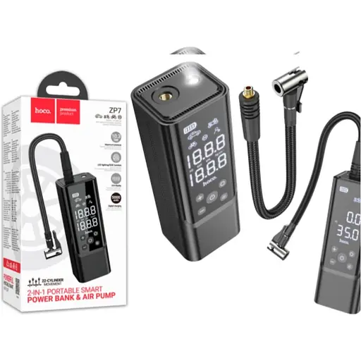 Портативний автомобільний насос компресор Hoco ZP7 (5000 MAH) - фото 2