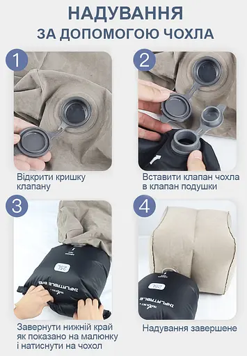 Триступенева надувна подушка для ніг TravelSky з багатофункціональним чохлом для надування та перенесення (1230-02) - фото 9