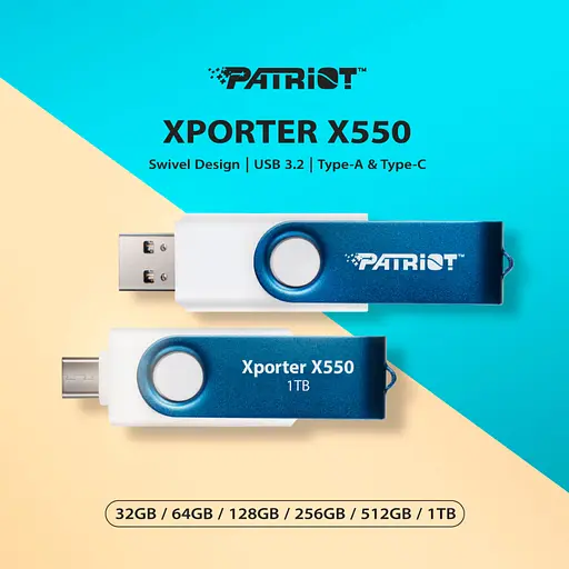 USB флеш накопитель Patriot 256 ГБ Xporter X550 USB 3.2/Type-C (PS256GX550AAD) - фото 5