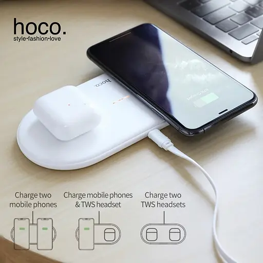 Беспроводные наушники Hoco EW01 Plus TWS белые с функцией беспроводной зарядки - фото 2