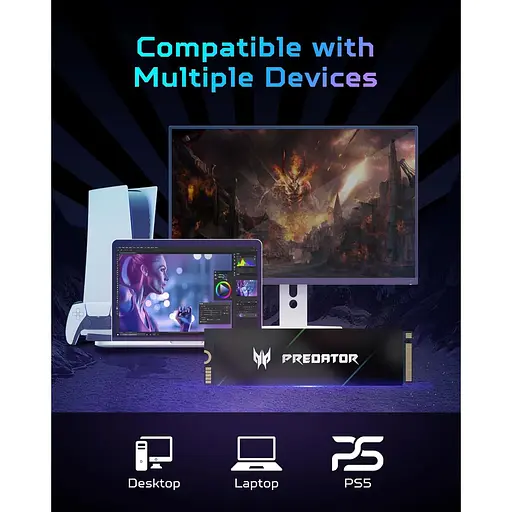 Накопитель SSD Acer Predator m.2 NVMe 4TB GM7000 PCI Express 4.0 x4 (BL.9BWWR.107) - фото 4