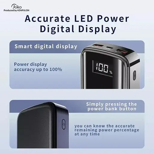 Універсальна зарядна батарея Konfulon Joko J12 Power Bank 20000Mah 22,5W (Чорний) - фото 6