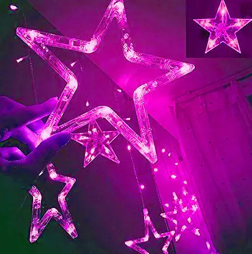 Новорічна світлодіодна гірлянда шторка дощ "Зорепад" YS-84005 138 LED 2.5 метра (рожевий), Yu Xin 82812 - фото 2