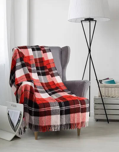 Плед шерстяной Vladi Эльф 140х200 красно-черно-белый 2 - фото 1