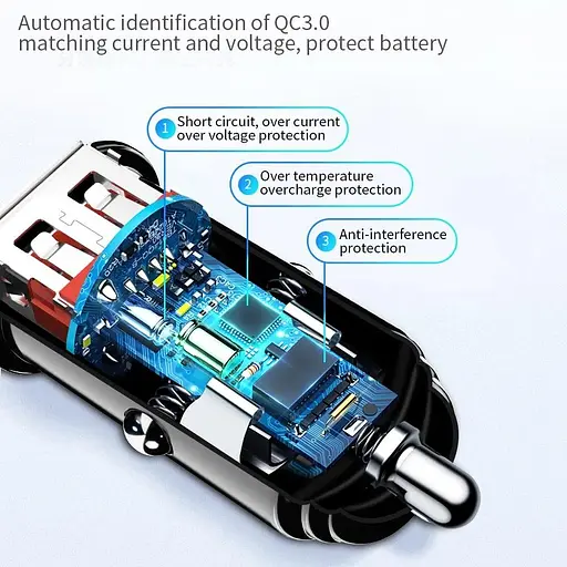 Автомобильный адаптер Essager для зарядки на 1 USB 3A - фото 3