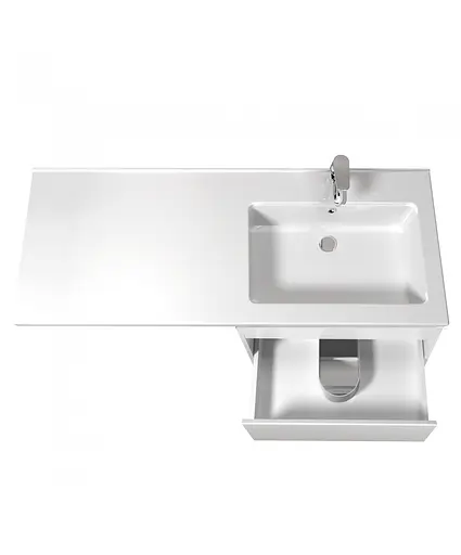 Тумба Мойдодир Wing 60-W з умивальником Rodeo 120 R з крилом над пралкою підлогова Білий - фото 7