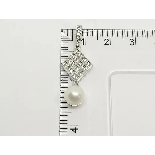 Серебряная подвеска Qvaliz с жемчугом и фианитами. П00126 - фото 4