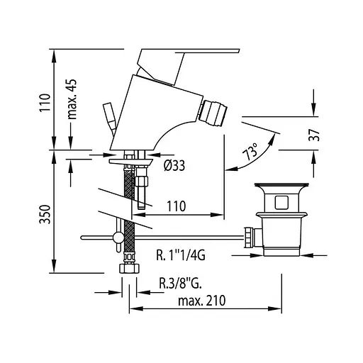 Змішувач для біде TRES BM-TRES 139120 DA одноважільний хромований з донним клапаном для комфортного використання - фото 3