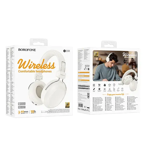Бездротові навушники BOROFONE BO33 Melody BT headphones Milky White - фото 2