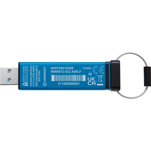 USB флеш накопитель Kingston 32 ГБ IronKey Keypad 200 AES-256 Encrypted Blue USB 3.2 (IKKP200/32 ГБ) - фото 3