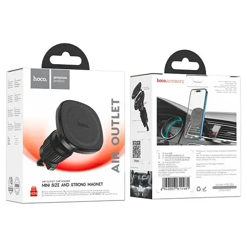 Автодержатель Hoco H34 Cheetah magnetic ring car holderair outlet Черный - фото 4